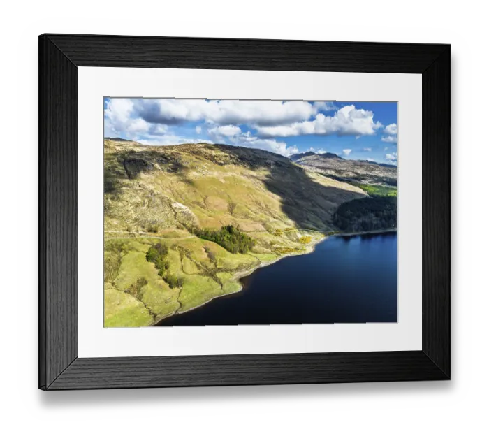 Framed Print : Mountains over Loch Iubhair from a drone Framed Print : Mountains over Loch Iubhair from a drone