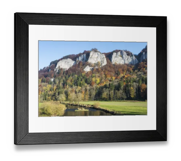 Framed Print : Hausener Zinnen rocks in the autumnal Danube Valley