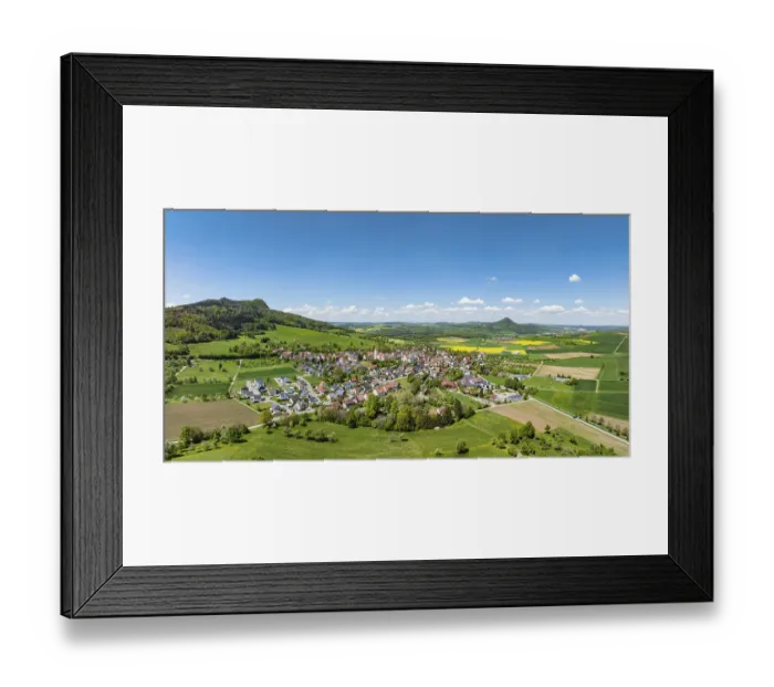 Framed Print : Aerial view, panorama, view of the municipality Weiterdingen in Hegau