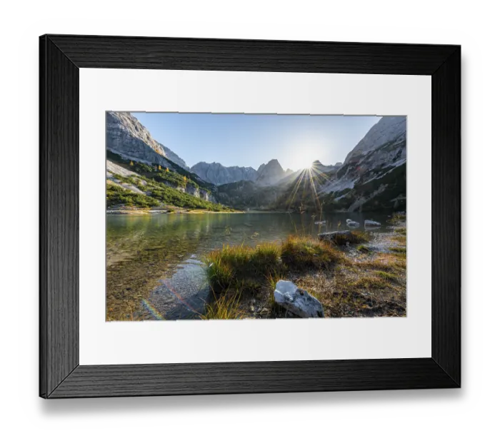 Framed Print : Mountains are reflected in the Seebensee Framed Print : Mountains are reflected in the Seebensee