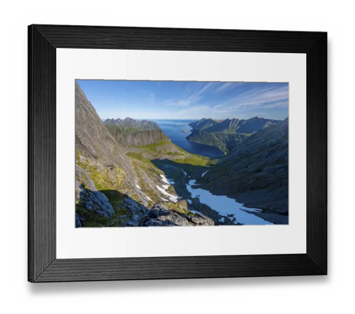 Framed Print : Fjord and mountains, hike to Keipen mountain