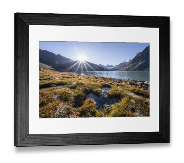 Framed Print : Sunrise at the turquoise Ala Kul mountain lake