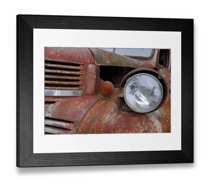Framed Print : Headlight of a vintage car, Vancouver Island