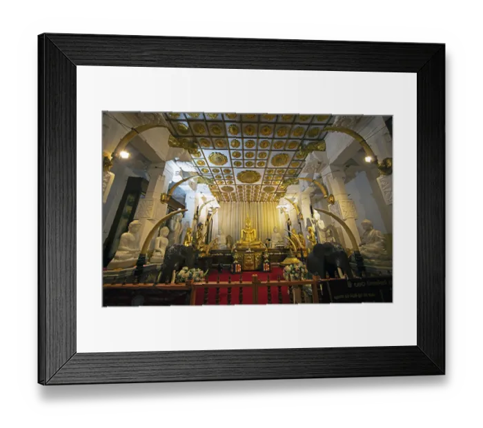 Framed Print : Golden Buddha figure in the Buddhist Temple of the Tooth or Sri Dalada Maligawa