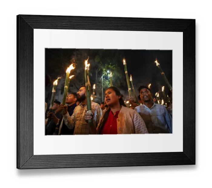 Framed Print : Members of the All Assam Students Union (AASU)
