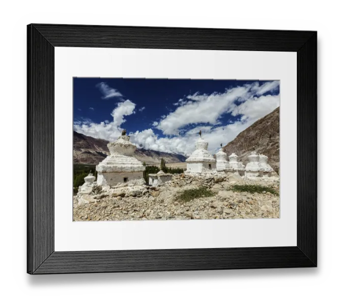 Framed Print : Whitewashed chortens (Tibetan Buddhist stupas) Framed Print : Whitewashed chortens (Tibetan Buddhist stupas)