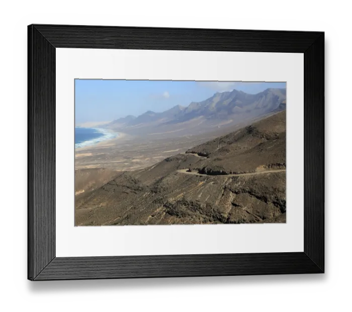 Framed Print : Viewpoint to Cofete beach Atlantic Ocean coast