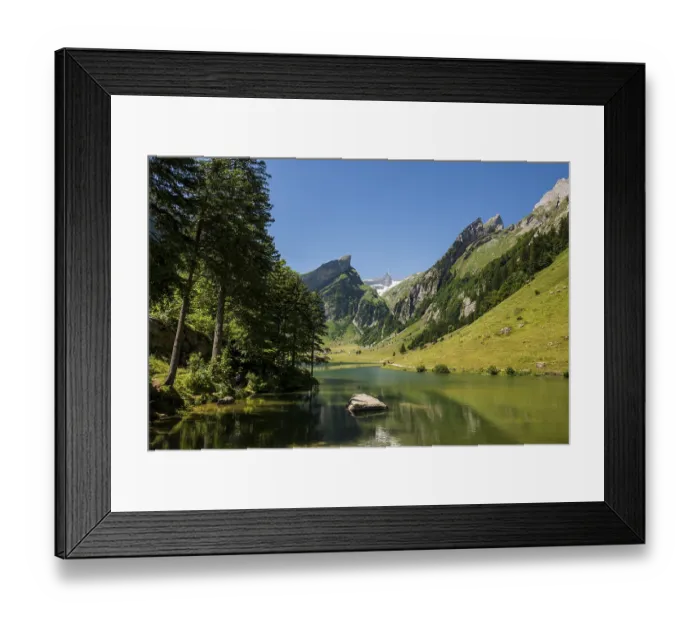 Framed Print : Steep mountains and lake, Seealpsee