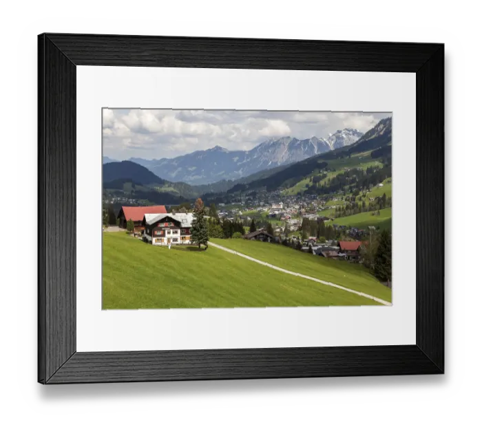 Framed Print : View of Riezlern, back mountains of the Allgaeu Alps