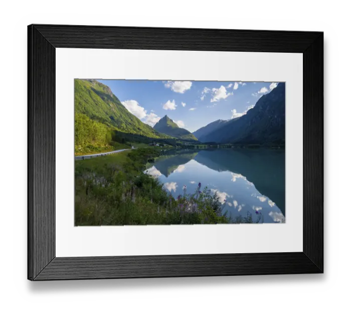 Framed Print : Lake Bergheimsvatnet and mountains Framed Print : Lake Bergheimsvatnet and mountains