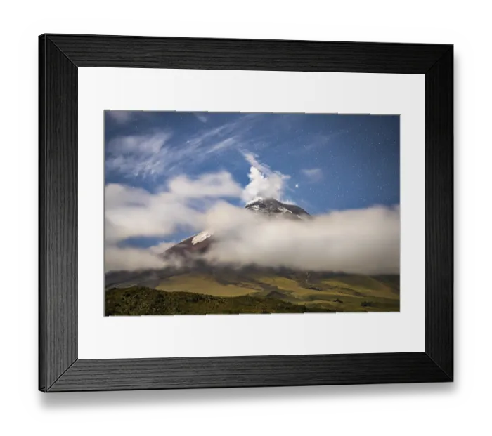 Framed Print : Cotopaxi volcano at night, Cotopaxi