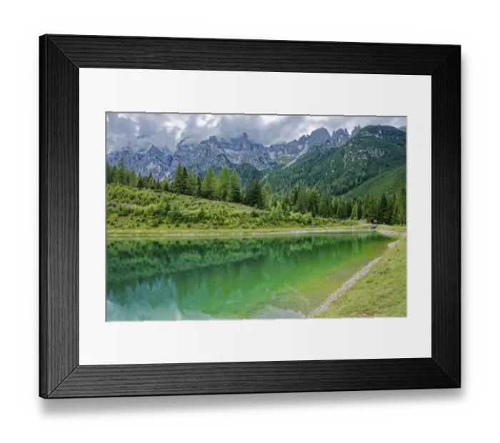 Framed Print : Panoramic lake, mountain lake, Stubai Alps near Telfes and Fulpmes