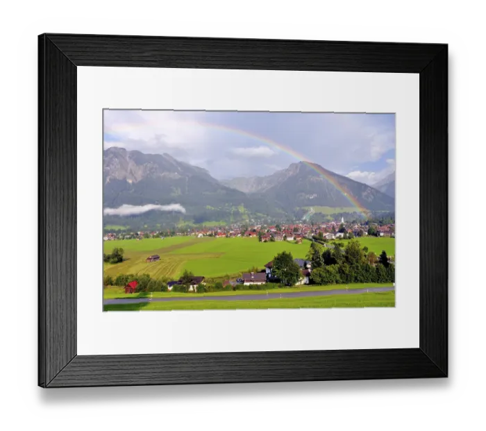 Framed Print : View over Oberstdorf with rainbow