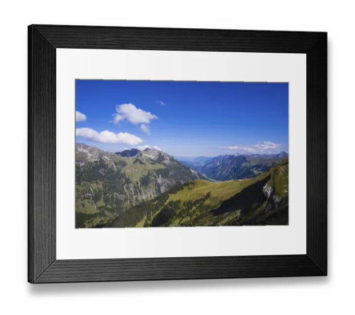 Framed Print : View from the Rappenseehuette into the Stillachtal valley as far as Oberstdorf