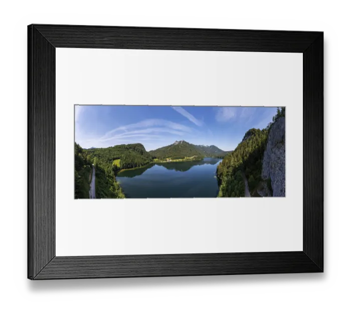 Framed Print : Drone image, Schwarzensee in the Schafberg massif near Sankt Wolfgang