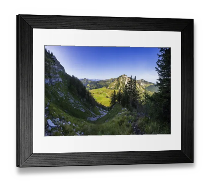 Framed Print : Hiking trail to the Holzeck with a view of the Genneralm and Gennerhorn