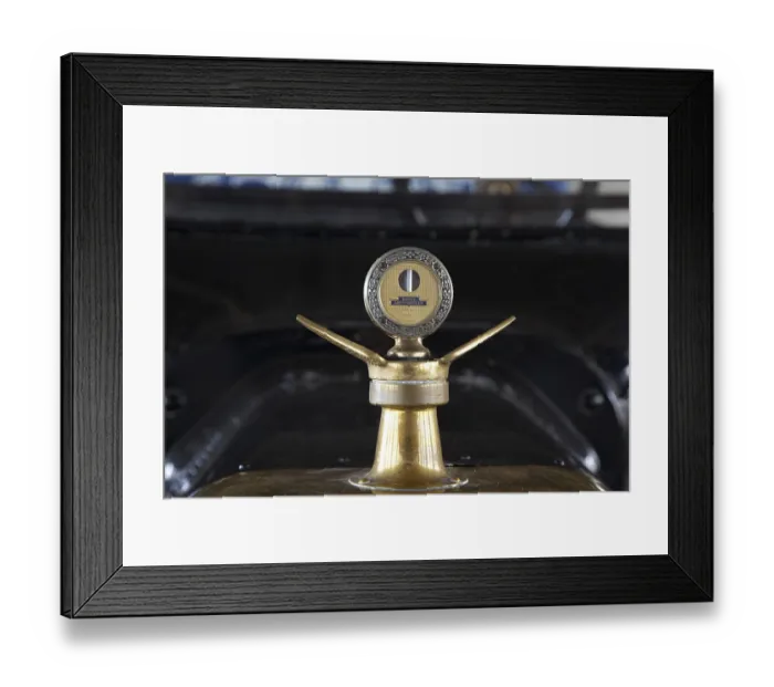 Framed Print : A Boyce Motometer hood ornament and radiator cap that measured the temperature of the water vapor in early cars