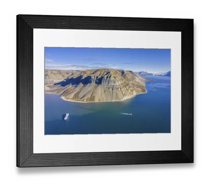Framed Print : Cruise ship of Iceland ProCruises and Skansbukta in the outer Billefjorden