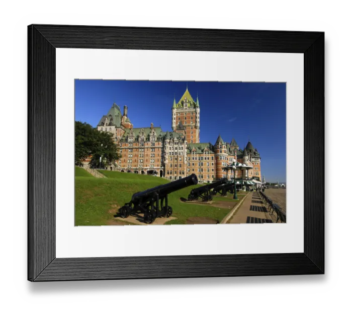 Framed Print : Old cannons at the promenade in front of the Hotel Fairmont Le Chateau Frontenac Framed Print : Old cannons at the promenade in front of the Hotel Fairmont Le Chateau Frontenac
