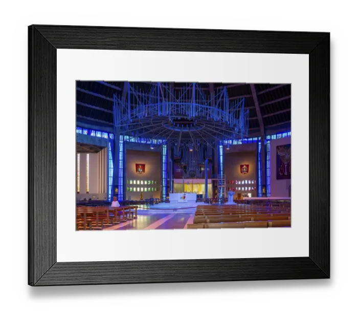 Framed Print : Modern interior of Roman Catholic cathedral church Framed Print : Modern interior of Roman Catholic cathedral church