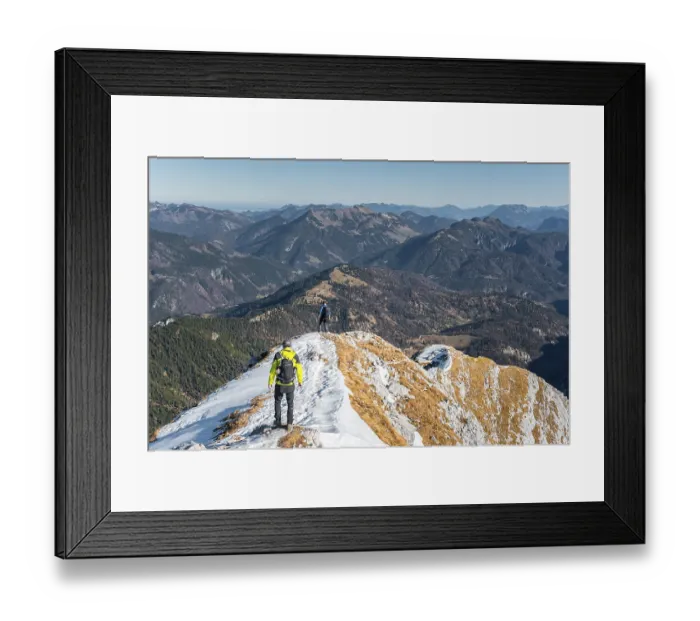 Framed Print : Mountaineers on the hiking trail to the Guffert