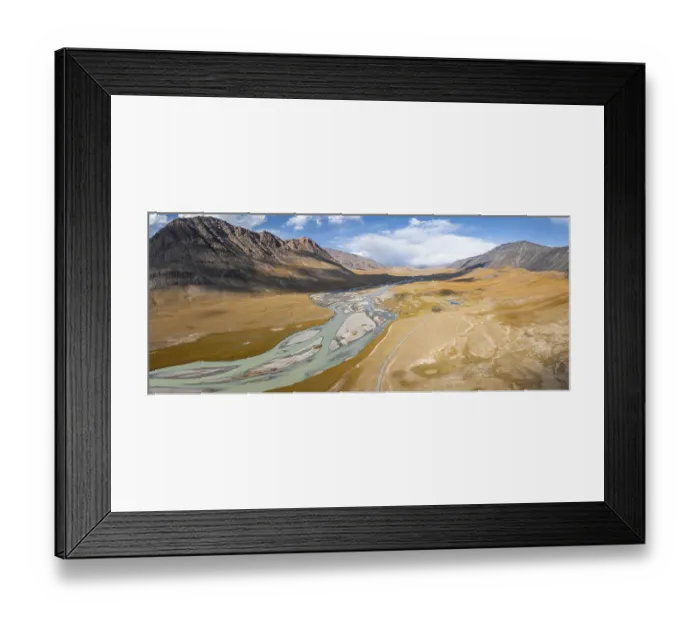 Framed Print : Aerial view, Burkhan mountain valley with meandering river