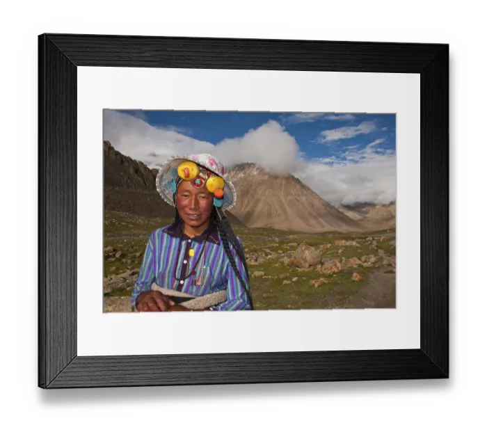 Framed Print : Pilgrim on the Kailash Kora pilgrimage trail