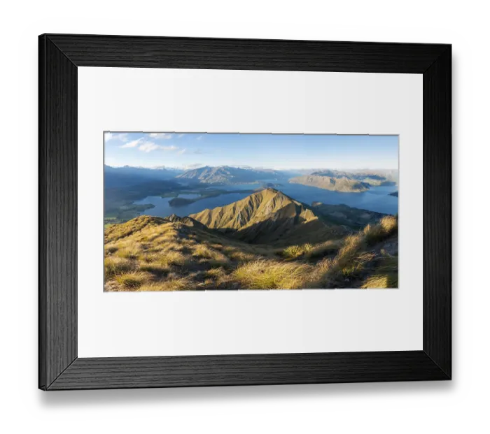 Framed Print : View of mountains and lake from Mount Roy Framed Print : View of mountains and lake from Mount Roy
