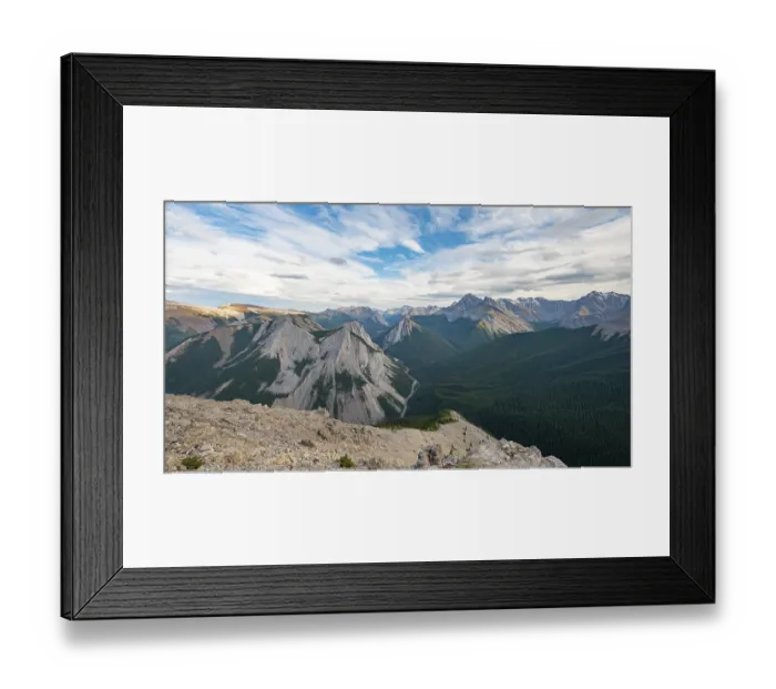 Framed Print : Mountain landscape with peaks, peaks with orange sulphur deposits