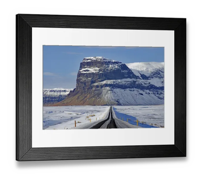 Framed Print : Ring Road, big cliff, winter, lowlands