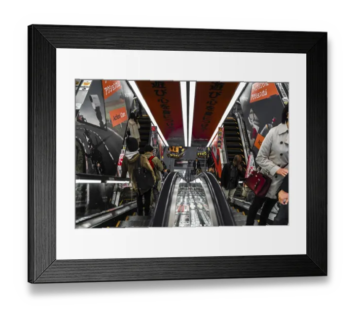 Framed Print : Yodobashi AKIBA, escalators in a shopping mall