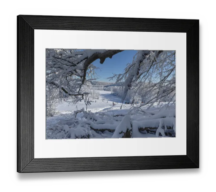 Framed Print : Winter sports on the Rossberg, Swabian Alb