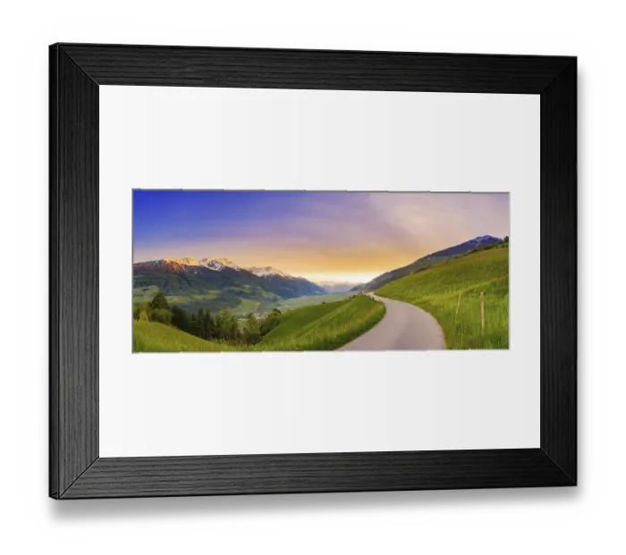 Framed Print : Mountain panorama of a small road in the South Tyrolean Alps Framed Print : Mountain panorama of a small road in the South Tyrolean Alps