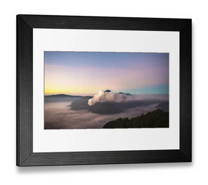Framed Print : View of Caldera Tengger with volcanoes at sunrise