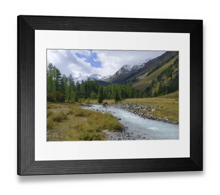 Framed Print : Val Roseg with river Ova da Roseg