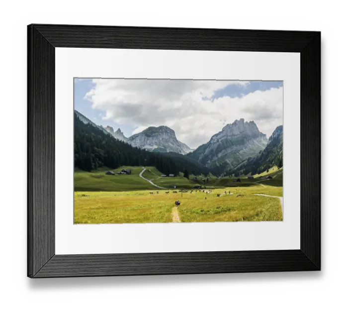 Framed Print : Mountain landscape and hiking trail