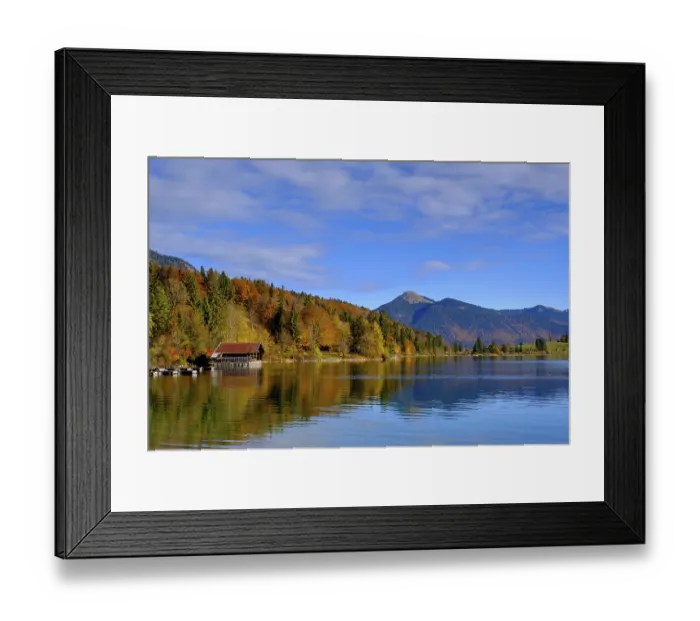 Framed Print : Autumn at Lake Walchensee, behind Jochberg Framed Print : Autumn at Lake Walchensee, behind Jochberg