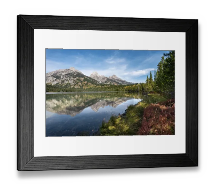 Framed Print : Reflection in Taggart Lake, view of the Teton Range