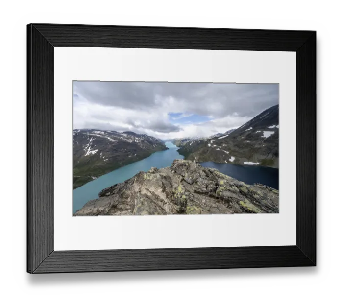 Framed Print : View of Lake Gjende, Lake Bessvatnet and mountains Framed Print : View of Lake Gjende, Lake Bessvatnet and mountains