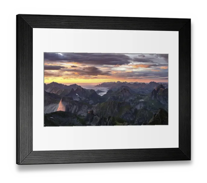 Framed Print : View over mountain top and sea