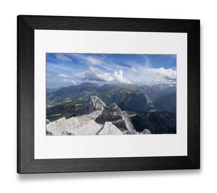 Framed Print : View from the rocky summit of the Watzmann Mittelspitze
