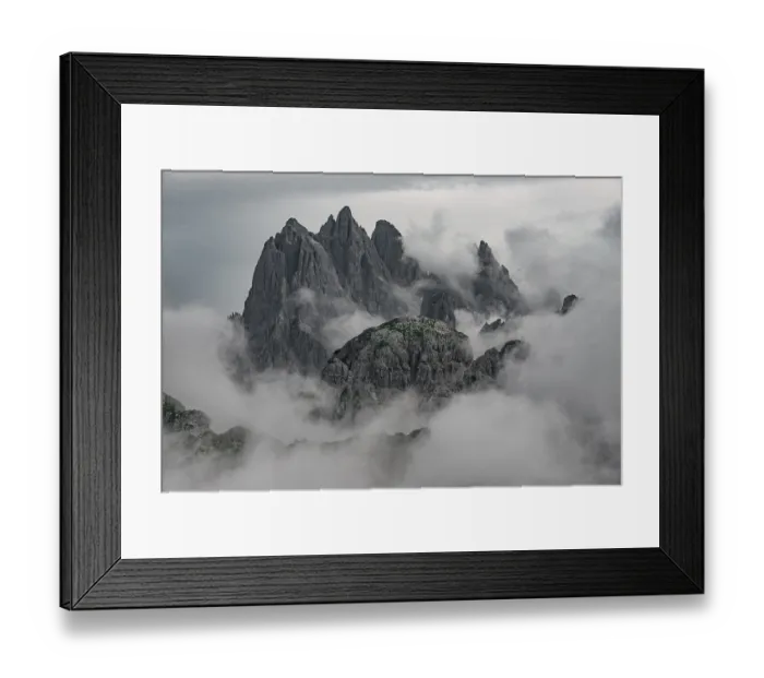 Framed Print : Fissured rock needles, peaks of the Cadini di Misurina Framed Print : Fissured rock needles, peaks of the Cadini di Misurina