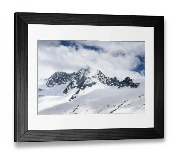 Framed Print : Mountain peaks, Waxeggkees glacier