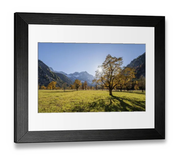 Framed Print : Sun star, Karwendel and Grosser Ahornboden in autumn