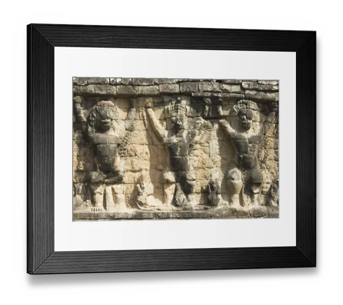 Framed Print : Wall with garudas and lions, Terrace of the Elephants