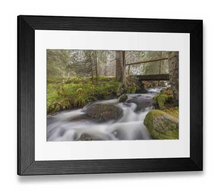 Framed Print : Kleine Ohe creek below Waldhaeuser village in the Bavarian Forest Nationalpark