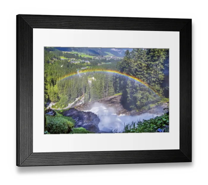 Framed Print : Rainbow over the Krimml Waterfalls