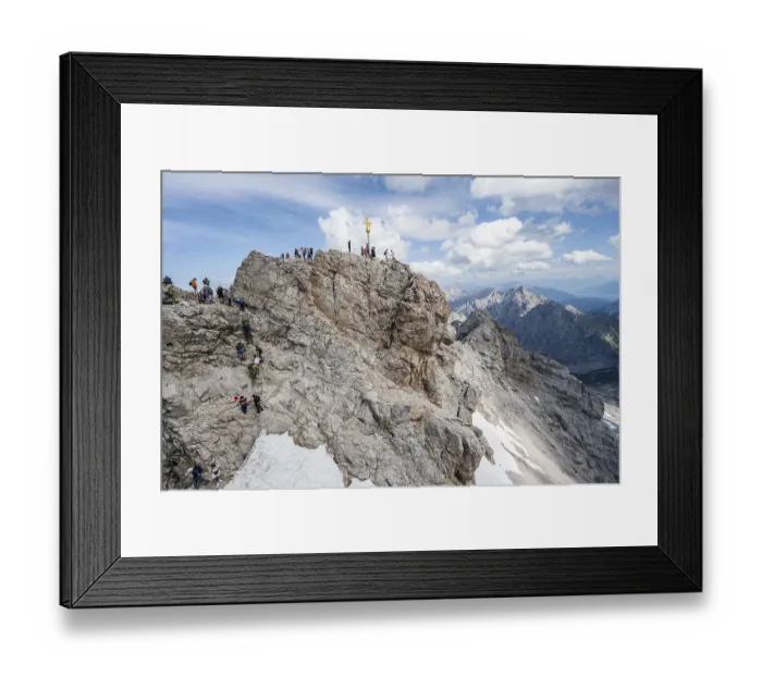 Framed Print : Tourists queue up for the summit of the Zugspitze
