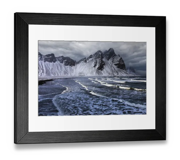 Framed Print : White foamy waves on the beach of Stokkness