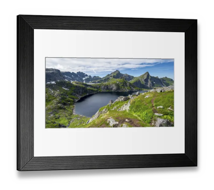 Framed Print : Mountain landscape with rocky peaks and lakes Framed Print : Mountain landscape with rocky peaks and lakes